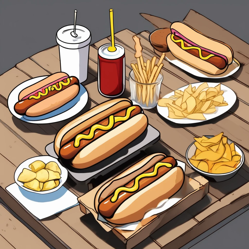 「Please describe a delicious hot dog.。Please include the following elements:
Juicy sausages, plump browned buns, ketchup and mustard, pickles and potato chips garnishes, a casual dining or picnic background.、Please provide a detailed description that allows readers to easily visualize the story.。」
Specific examples of depictions:
「On the table、There are delicious looking hot dogs on display。The buns are toasted golden brown.、It's fluffy.。Among them are、Juicy and fragrant sausage sandwiched、Ketchup and mustard are applied in vibrant colors.。It is served with crispy potato chips and sour pickles on the side.、Just looking at it makes me hungry。In the background is a brightly lit, casual dining area.、It has a warm and cozy atmosphere。」
