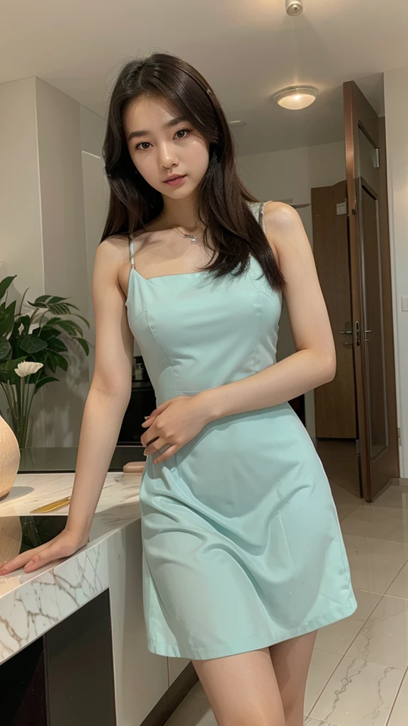 A korean girl  in elegent dress 