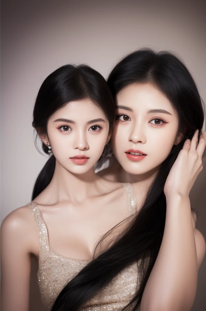 masterpiece, best picture quality, Extreme details, ultra high resolution, ultra high definition, Beautiful girl, woman, shiny skin, thin, black hair, short ponytail, 1, big eyes, beautiful eyes, lipstick, Exquisite facial features, bust, look at the viewer, t-shirt, single tone background, White background, soft light