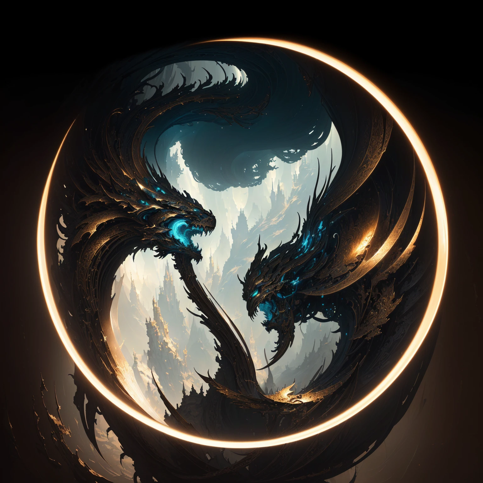 masterpiece, best quality, (extremely detailed CG unity 8k wallpaper), (best quality), (best illustration), (best shadow), absurdres, realistic lighting, (Abyss), beautiful detailed glow, art by PeterMohrBacher,