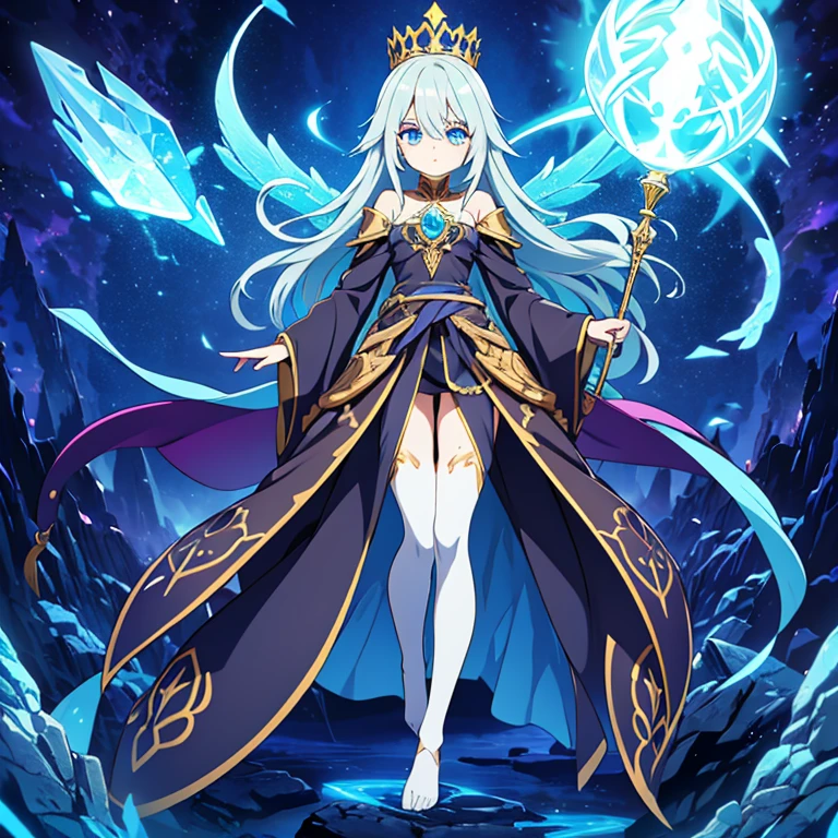 Body: Mindrake has a slender, humanoid form with elongated limbs and an ethereal appearance. Its skin is a light, ashen gray with faint, luminescent markings that pulse with psychic energy.
Head: Its head is adorned with intricate, crown-like extensions that resemble fossilized brain coral, signifying its powerful mental abilities.
Eyes: Mindrake's eyes are deep indigo, with a faint glow that intensifies when it uses its psychic powers. Its gaze is intense and penetrating, giving the impression that it can see into the very soul.
Clothing: It appears to be draped in ancient, tattered robes made of psychic energy, which float around its body as if defying gravity.
Accessories: Mindrake carries a staff made of ancient, fossilized wood with a glowing crystal at the top, which amplifies its psychic abilities. Full body, beautiful eyes , 1 girl