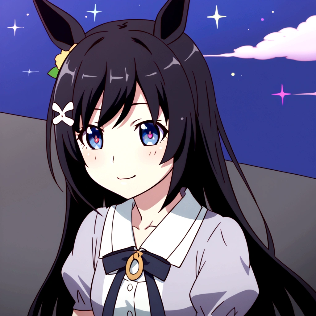 Anime girl with black hair wearing a white shirt and blue eyes looking at the, ruan cute vtuber, hanayamata, vtuber, in an anime, anime visual of a cute girl, umamusume, anime moe art style, safebooru anime image, as an anime character, trigger anime artstyle, anime visual of a young woman, cute anime waifu in a nice dress, shuushuu anime image, anime waifu, 2 0 1 9 anime, anime girl named lucy, cute anime style, gelbooru anime image, flirty anime witch casting magic, black anime pupils in her eyes