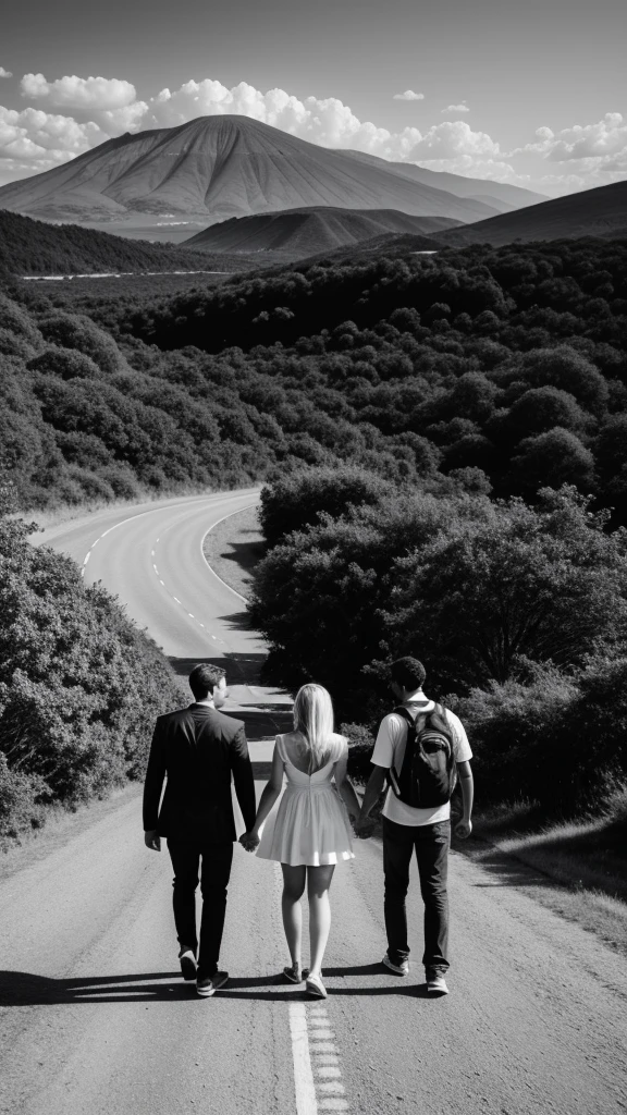 Couple,White people,Black and white photography,young,trip