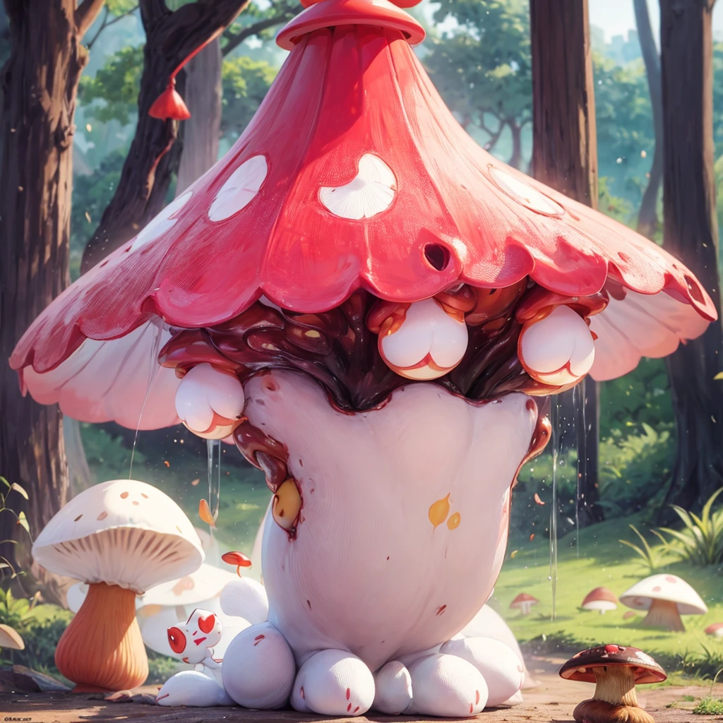 The "red bean paste cat" wears a "light yellow poisonous mushroom"-shaped hat on its head。
Its body is like a poisonous mushroom,The body changes into the shape of a ''phallic mushroom'',The feet also become cylindrical and long,But without losing the cat’s hair and mobility。
Eyes become round and big,Golden color。
The tail becomes like a platypus,flat and wide