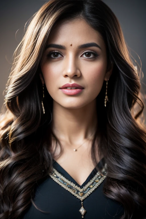 Portrait of A confident-looking indian woman with long flowing hair, hazel eyes, with flowing capes, perfect composition, hyperrealistic, super detailed, 8k, high quality, trending art, trending on artstation, sharp focus, studio photo, intricate details, highly detailed, https://www.seaart.ai/explore/detail/cor4k9de878c738l8c00