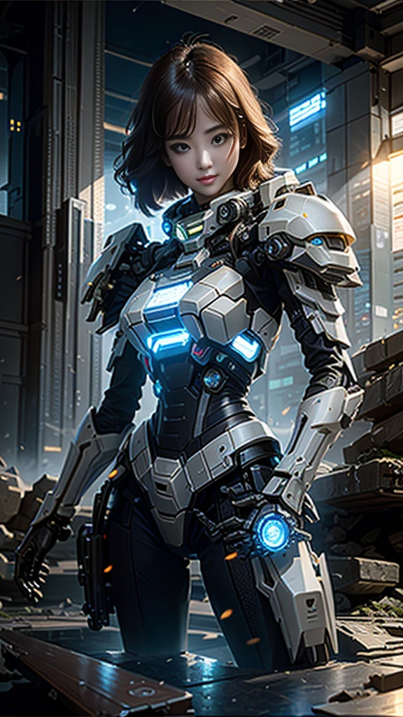 ((Best quality)), ((masterpiece)), (highly detailed:1.3), 3D,Shitu-mecha, beautiful cyberpunk women with her mecha in the ruins of city from a forgoten war, ancient technology,HDR (High Dynamic Range),Ray Tracing,NVIDIA RTX,Super-Resolution,Unreal 5,Subsurface scattering,PBR Texturing,Post-processing,Anisotropic Filtering,Depth-of-field,Maximum clarity and sharpness,Multi-layered textures,Albedo and Specular maps,Surface shading,Accurate simulation of light-material interaction,Perfect proportions,Octane Render,Two-tone lighting,Low ISO,White balance,Rule of thirds,Wide aperature,8K RAW,Efficient Sub-Pixel,sub-pixel convolution,luminescent particles,light scattering,Tyndall effect