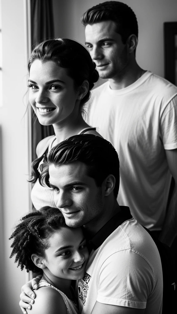 Couple,White people,Black and white photography,young,Home