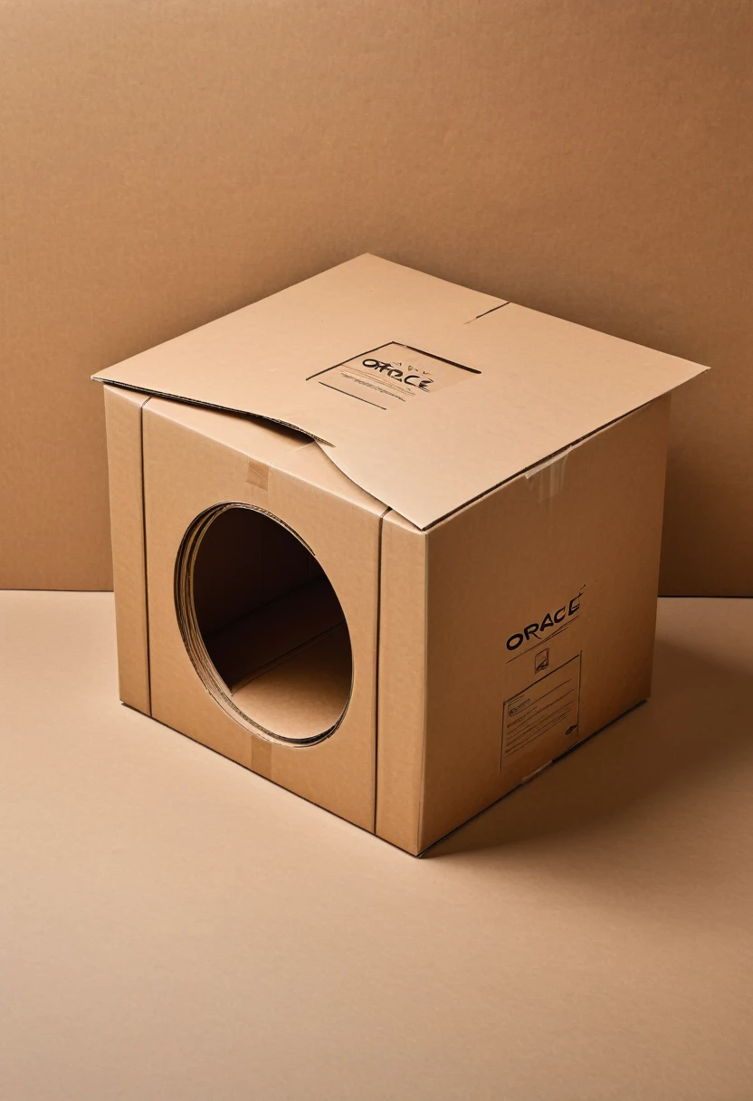 A cardboard design for an assembled home，Carton flat，The logo name is oracle，Lay the carton flat，Literary style，detail，high quality，