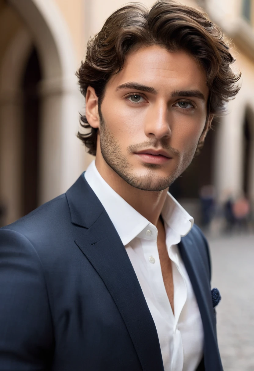 Man in suit looking at camera, face perfect, perfect handsome face, Handsome face, Inspired by Luca Zontini,good looking face, really good looking face!!, handsome attractive face, looking intensely at the camera, Rafael Personas, handsome detailed face