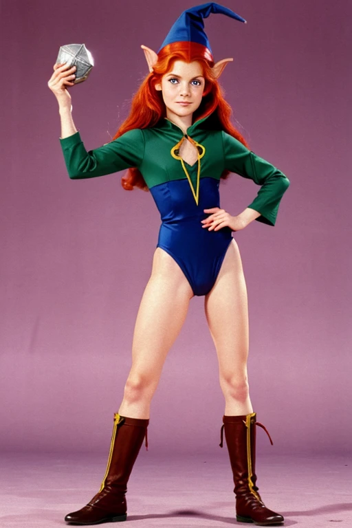 a redhead cartoon character dressed in a leotard, young half elf wizard, a young male wizard, half-elf time wizard, granny weatherwax, 1980s cartoon, animated episode still, norman rockwel, witch academia, portrait of a young elf wizard, tiny evil alchemist gnome, presto, (((mad))) elf princess, gadget hackwrench