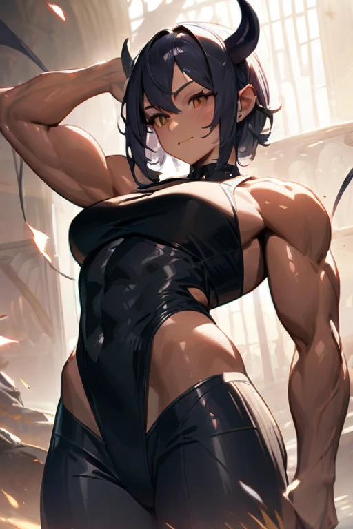 ((Best quality)), ((masterpiece)), (detailed), demon girl muscle