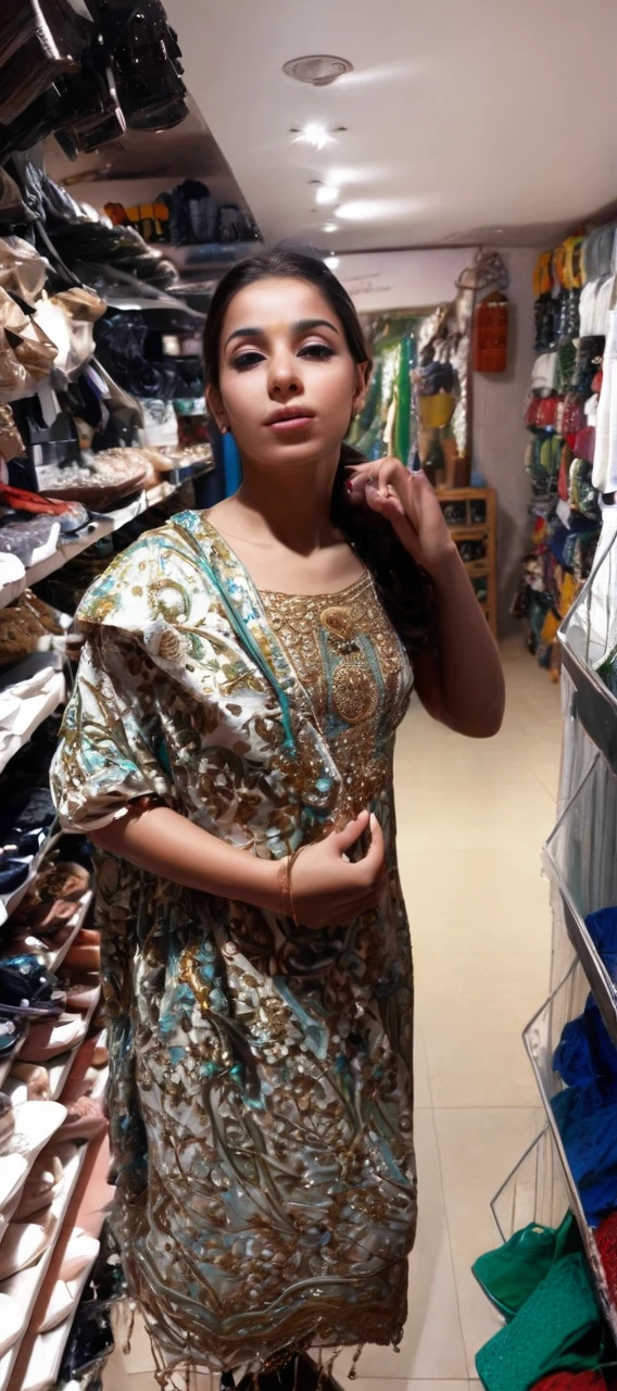 (best quality,4k,8k,highres,masterpiece:1.2),ultra-detailed,(realistic,photorealistic,photo-realistic:1.37),19th century,portraits,color palette: warm tones,soft lighting,saudi arabia,teenager,beautiful girl,detailed eyes,detailed lips,long eyelashes,rosy cheeks,flowing dark hair,graceful posture,turquoise blue hijab,delicate jewelry,serene expression,mood: tranquil,background: garden with vibrant flowers and a stone bench,traditional dress,constellation necklace,vivid colors,subtle brushstrokes,Persian-influenced pattern,subtle lighting and shadows,traditional Arabic calligraphy,tenderly painted hands.