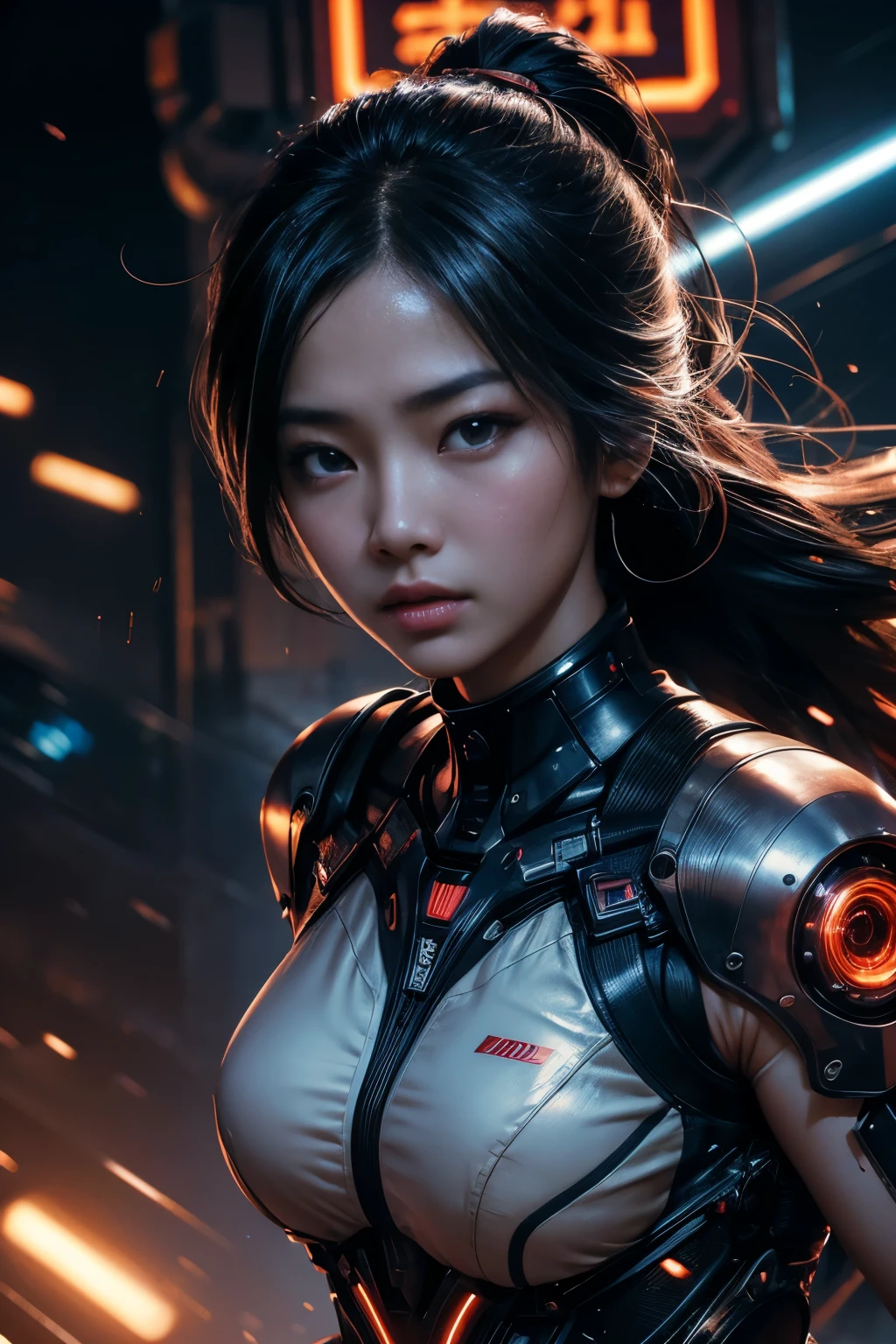 a beautiful asian girl,facial closeup,intense facial expression,using a high-tech machine,detailed sexual mechanics,intricate machinery,advanced technology,glowing lights,dynamic motion blur,dramatic lighting,cinematic composition,hyper realistic,8k