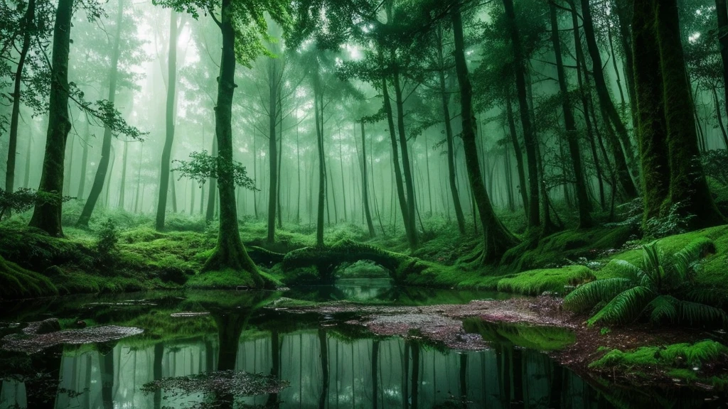 scene inside forest,Magical Forest backround,Mysterious Forest, Magical Forest, Mysterious Forest lagoon, Fantasy Forest,rain,Fairytale Forest