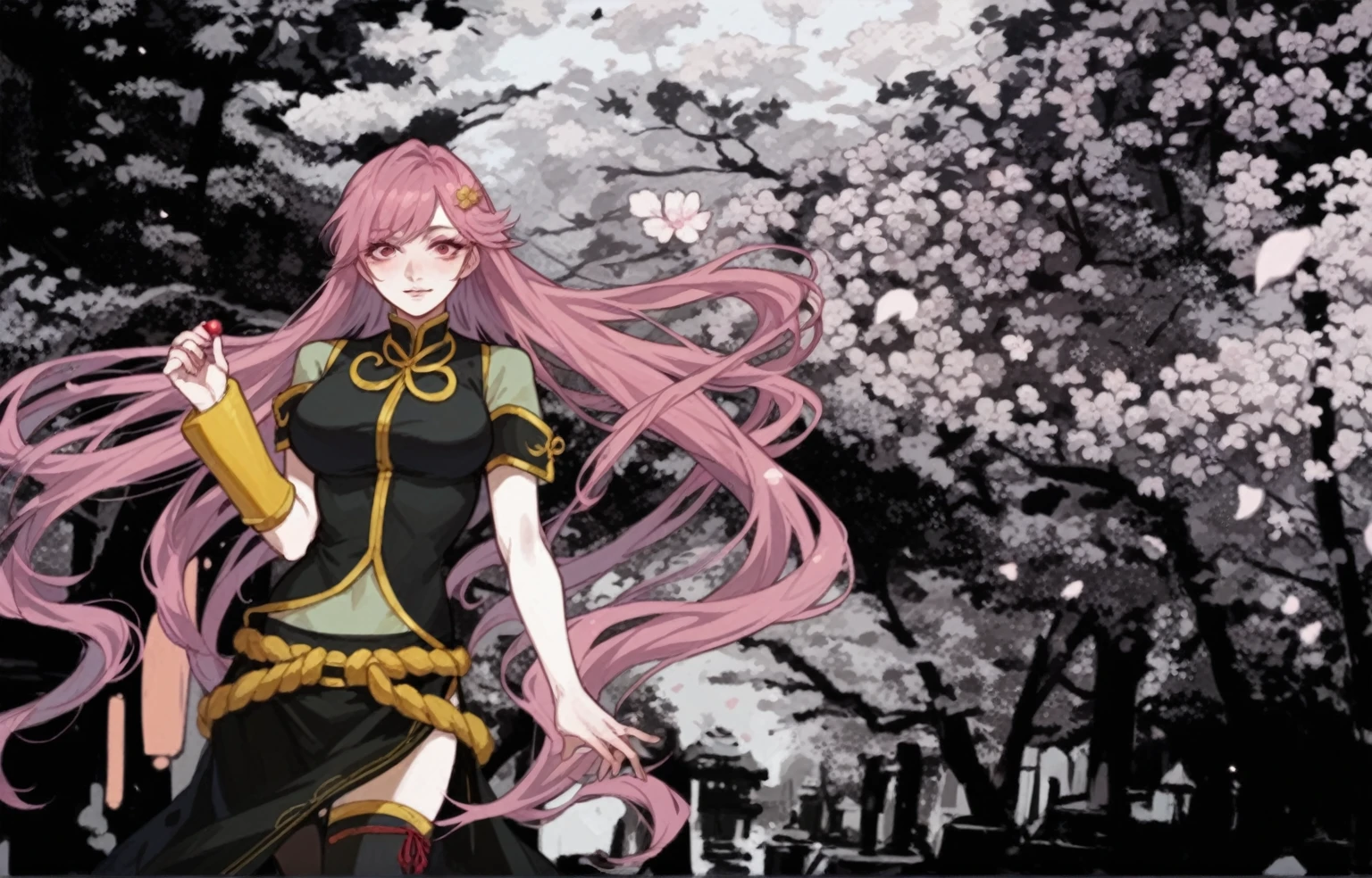 high quality、high quality、masterpiece、Clearly outline、Pink cherry blossom background、Beautiful background