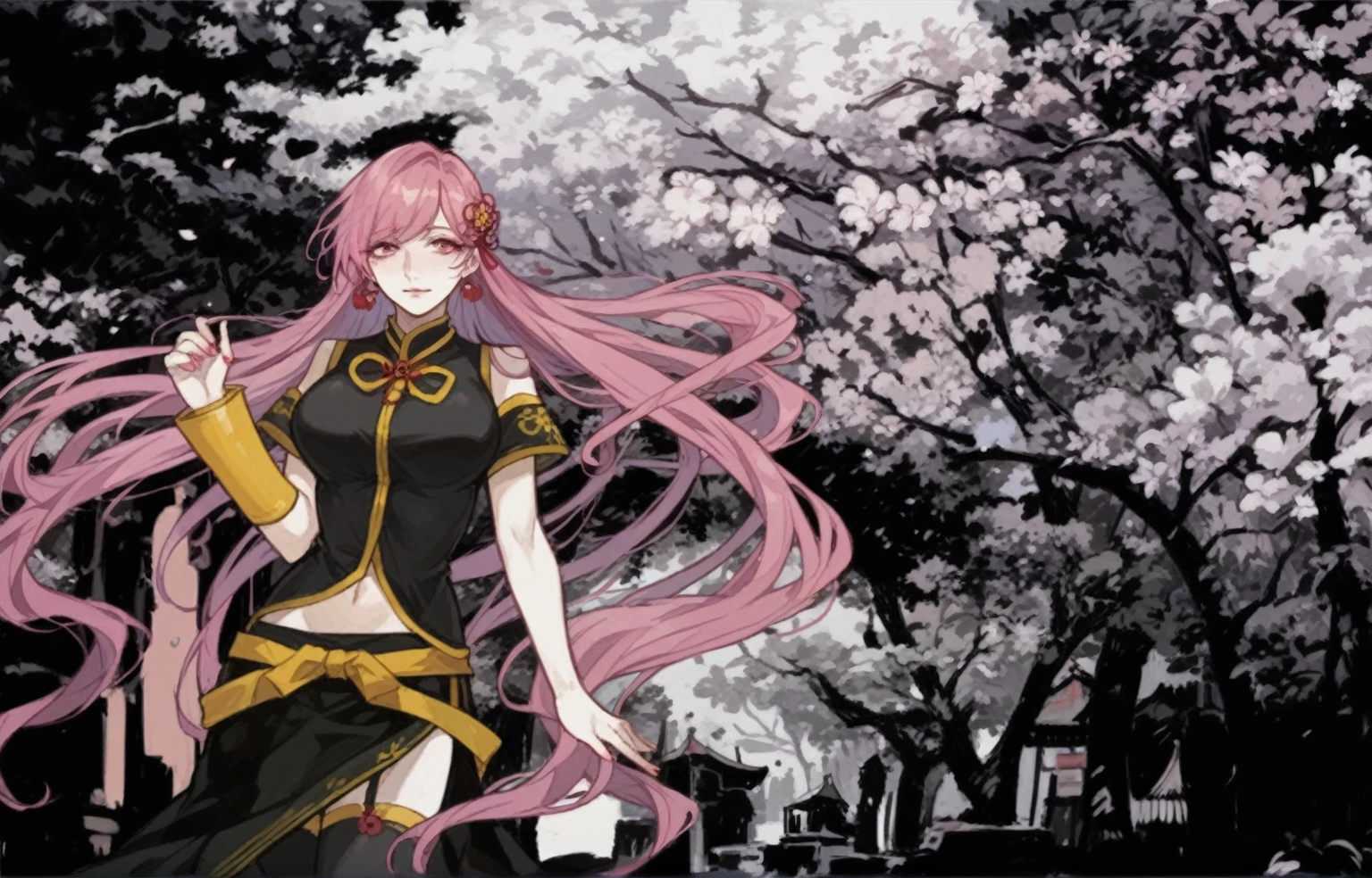 high quality、high quality、masterpiece、Clearly outline、Pink cherry blossom background、Beautiful background