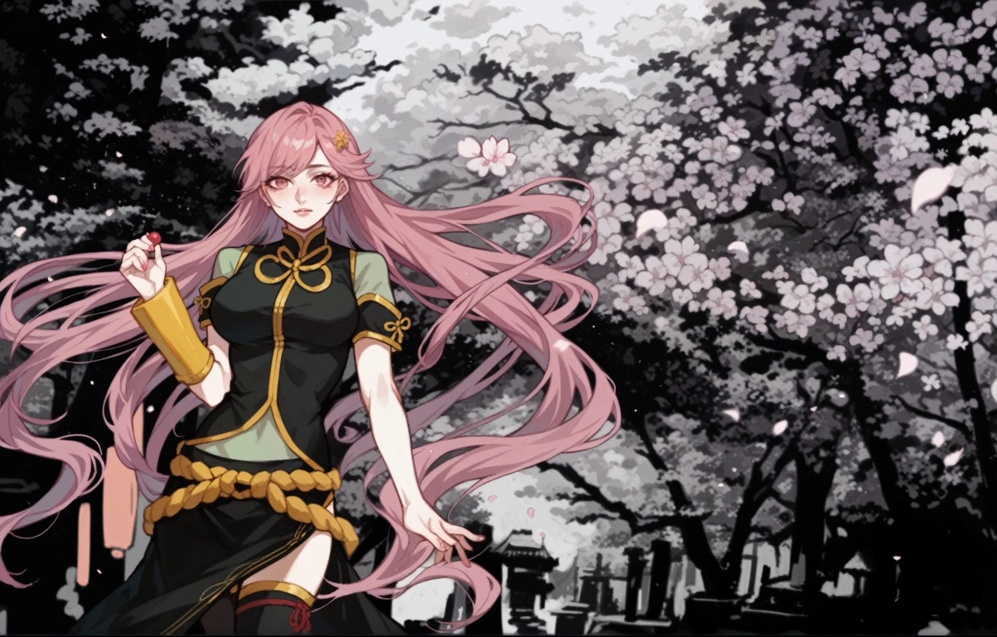 high quality、high quality、masterpiece、Clearly outline、Pink cherry blossom background、Beautiful background