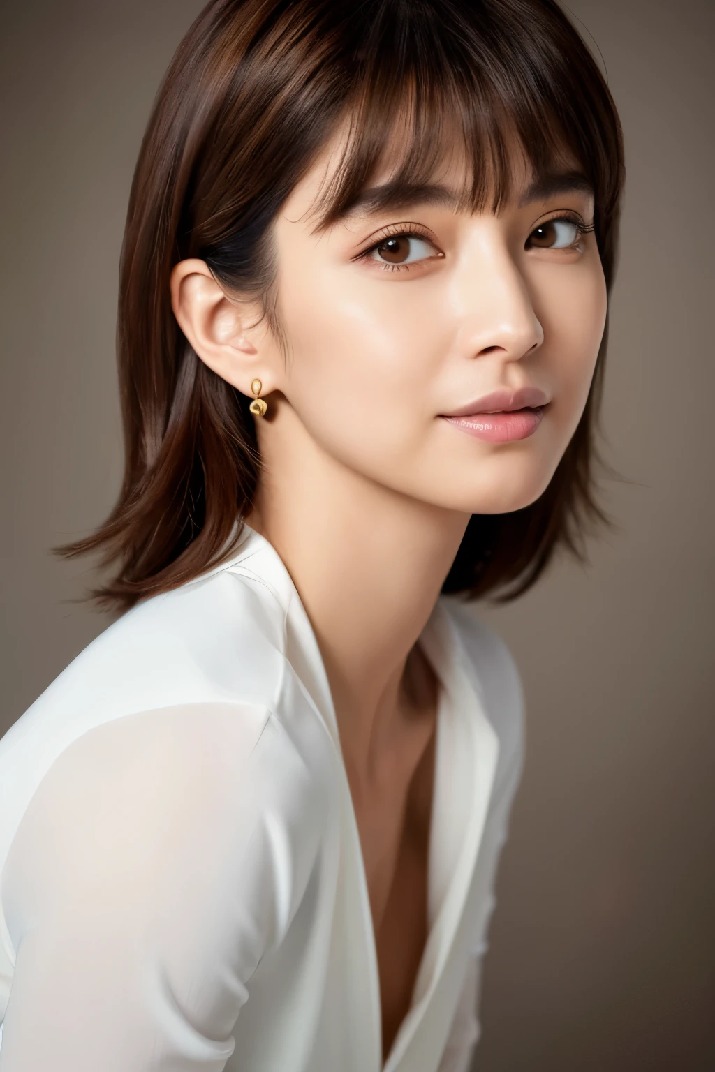 (8k, RAW photos, top quality, masterpiece: 1.2), ultra detailed, super resolution, (real photos: 1.37), portraits, high definition RAW color photos, professional photos, official art, highly detailed CG Unity 8k wallpapers, beautiful Japanese woman, {30|40} years old, highly detailed faces, Highly detailed eyes, highly detailed skin, Highly detailed nose, Highly detailed mouth, Perfect anatomy, Highly detailed background, Highly detailed clothing, One Girl, housewife, realistic body, white skin, radiant skin, slender body, very thin waist, handsome body, brown hair, {short|long} hair, (blunt bangs:1.2), cute face, slight smile, Realistic Face, outfits with a daring design, Earrings, Camera Gaze, Cowboy Shot, Standing Figure, Dynamic Lighting,