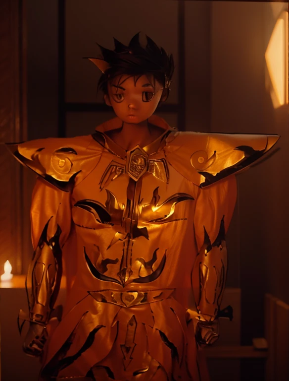<realistic, intricate details, cinematic, 4k, uhd, masterpiece, photo realistic), a beautiful boy, with golden armour, beautiful intricate friezes 