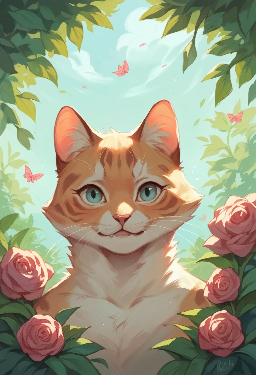 Cartoon 2d garden cat