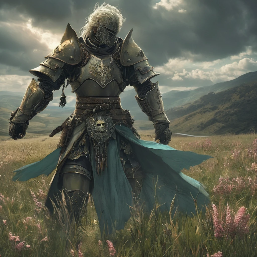 Amidst the rolling hills of the Forgotten Realms, where the whispers of ancient battles echo through the tall grasses and the sky hangs heavy with ominous clouds, strides Sir Alistair—a knight burdened by the weight of prophecy and the legacy of his forefathers. His short, brown curly hair ruffles in the wind, a stark contrast to the gleaming steel of his battle-worn armor that bears the marks of countless skirmishes and hard-fought victories.
With each step, the knight's boots sink into the soft earth of the grassfield, leaving imprints that tell tales of valor and hardship. His gauntleted hand rests lightly on the pommel of a sword that hangs at his hip, its blade etched with runes of ancient power and tempered by the blood of mythical beasts.
Behind him, the sun dips below the horizon, casting long shadows that stretch across the verdant landscape like spectral fingers. The air is heavy with the scent of wildflowers and the distant rumble of thunder—a portent of storms to come and battles yet to be waged.
In this AI-generated image inspired by medieval dark fantasy, Sir Alistair's solitary journey through the grassfield becomes a testament to courage, duty, and the unyielding quest for honor in a world where shadows lurk at every turn and the line between hero and villain blurs."
