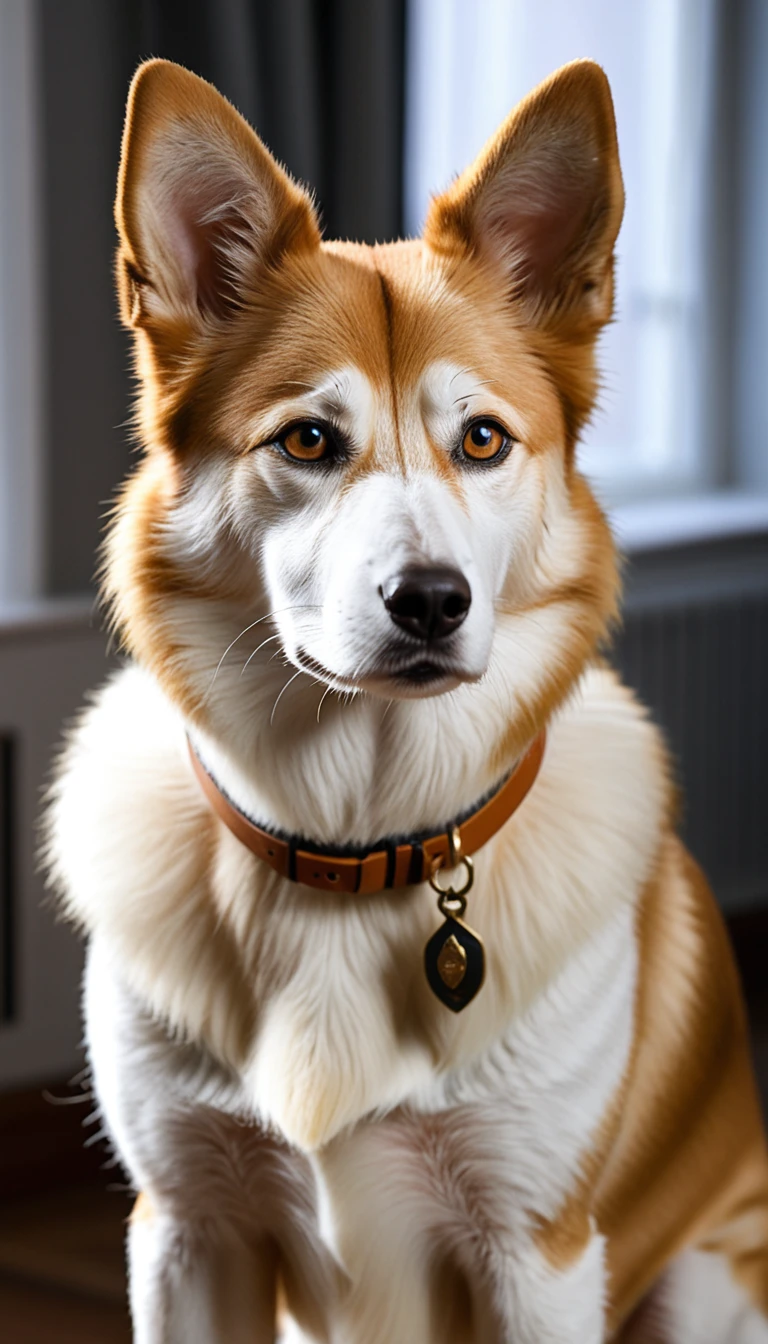 There is no one, realistic photo, photo realism, realism, norwegian rundehund (Norwegian Lundehund), perfect composition, intricate details, Very sharp, masterpiece, profile, high resolution, looking at the viewer, Full body photo in a comfortable atmosphere indoors