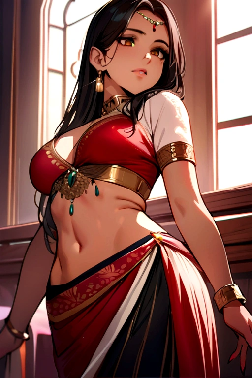 ((best quality)), ((masterpiece)), (detailed), Beautiful indian woman, thin saree, india girls