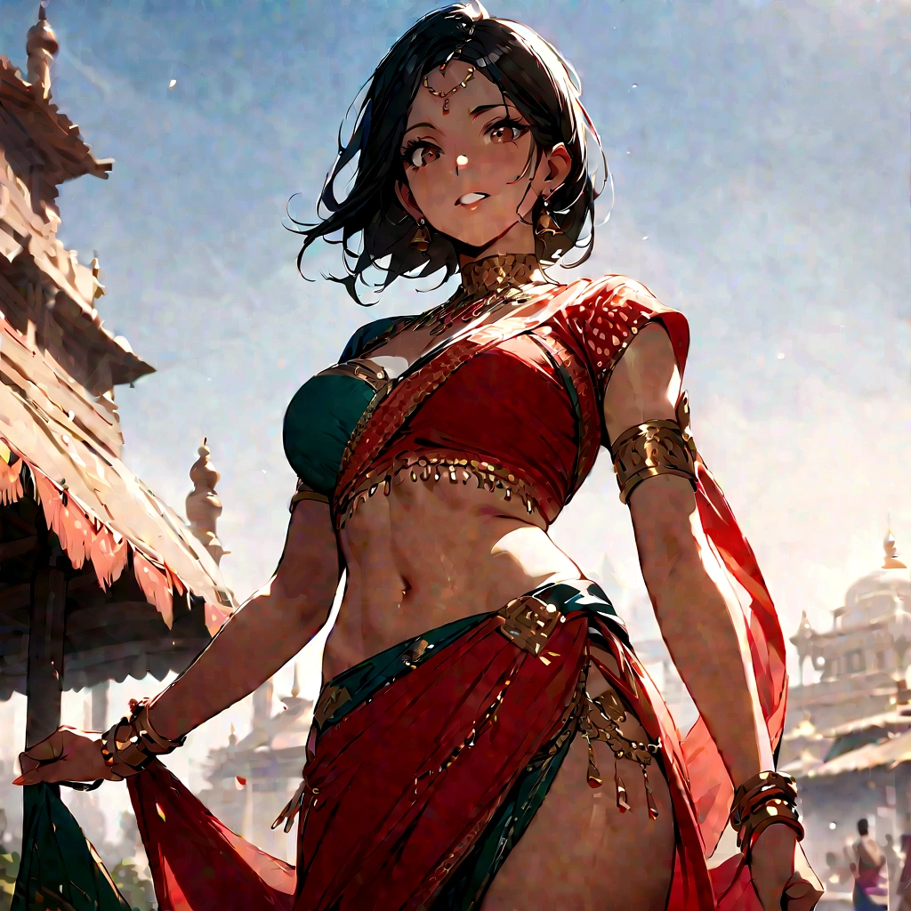 ((best quality)), ((masterpiece)), (detailed), Beautiful indian woman, thin saree, india girls