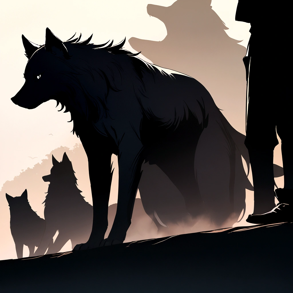 Wolf, silhuette, face,