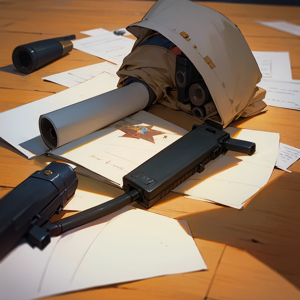 Fully written letter with a joint on the table and a gun