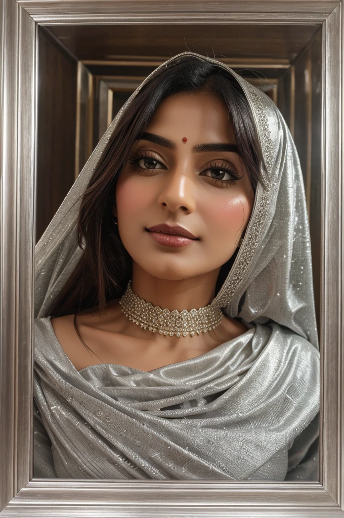 'Alfaj ❤ Khushbu' written in silver frame