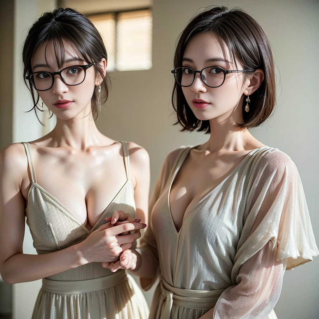 (8k, RAW Photos, highest quality, masterpiece: 1.2), Super detailed, Super Resolution, (Genuine, Genuine photos: 1.37), Portraiture, High-resolution RAW color photos, Professional photos, とても細かくて美Shii, Very detailed, 8k wallpaper, Amazing details, Large file size, Official Art, Very detailed CG Unity 8k wallpaper, Very detailed beautiful girls, Very detailed faces, Very detailed目, Very detailed肌, Very elaborate fingers, Very detailed鼻, Very sophisticated mouth, Perfect Anatomy, Detailed Background, Detailed clothing, One Girl, (20:1.2), 20th Generation, cute Girl, Realistic body, , White skin, Glowing Skin, The body is slim, Black Hair, short hair, (Blunt bangs: 1.2), cute, like々Shii, かわいらShii顔, Realistic Face, Delicate eyes, Sale Eyes, ( (Stylish winter clothes)), ((superior)), ((((short hair、Black-rimmed glasses)))), Earrings, Looking at the camera, Cowboy Shot, Look forward, Standing posture, Contrasting, Dynamic Lighting, C cup breasts,