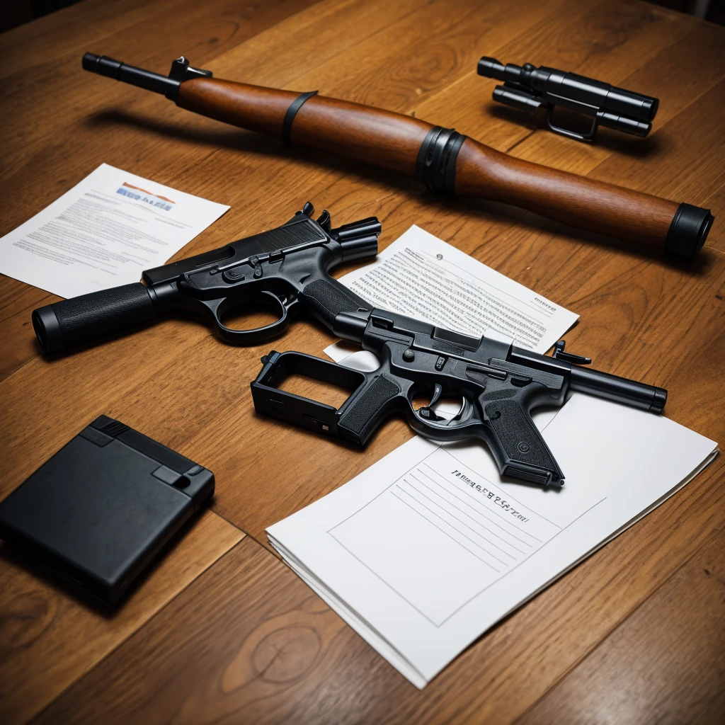 A note on the table with a gun on the table and drug pills