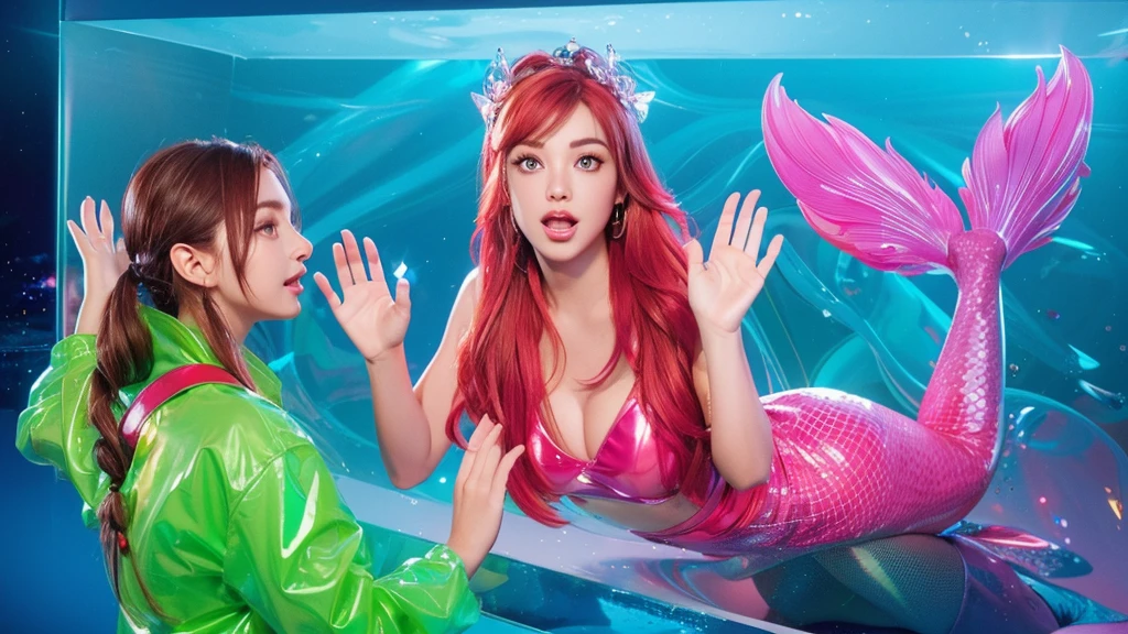 3d style, simplified design, 3d render, glossy texture, smooth 3d model, multiple light sources, rim light, sharp post effects render, (glossy plastic texture with multiple big light probe refractions), perfect cgi, smooth silhouette, high intensity refraction, (super glossy material), most beautiful vfx , blue background, plastic refractions, realistic, 4k, high resolution, rim light, photo shoot, commercial photo, profile shot, 4k, rim light, high resolution, 4k, glossy texture, smooth 3d model, multiple light sources, rim light, sharp post effects render, (glossy metallic texture with multiple big light probe refractions), perfect cgi, cgi art created only with gradients, smooth silhouette, high intensity refraction, (super glossy chrome material), most beautiful vfx, blue background, chrome metal refractions, multiple light sources, rim light, sharp post effects render, perfect cgi, digital art, detailed digital art, reflective, best quality, 4k, masterpiece:1.2, ultra-detailed, realistic, vivid colors, dark and moody lighting, The image of the highest quality, ensuring every detail is showcased perfectly. It in 4k resolution, allowing viewers to immerse themselves in the richness of the colors and intricate details. The realistic rendering. under the spotlight, reflecting, high-resolution image, realistic rendering, dark background, and rim light photorealistic The image features three characters standing in front of three houses. The characters are a red-haired mermaid, a purple cat, and an orange dog. They are each holding a yellow maraca