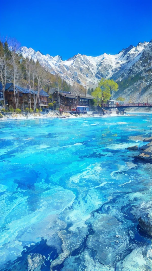 High quality masterpiece, landscape, anime train passing through bodies of water on tracks, bright starry sky. Romantic train, pixiv, concept art, lofi art style, reflection. by Makoto Shinkai, lofi art, Beautiful anime scene, Anime landscape, detailed scenery —width 672, in style of Makoto shinkai, style of Makoto shinkai, ノーガール、enhanced details.