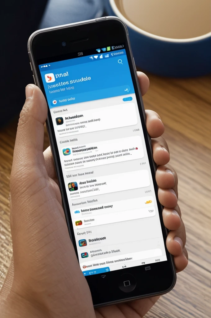A close-up of a smartphone screen displaying a social media app. The feed shows posts from around the world, with different languages, photos, and videos. Notifications from various global apps are visible at the top of the screen, and a hand holding the phone has a diverse collection of wristbands or bracelets that hint at different cultures