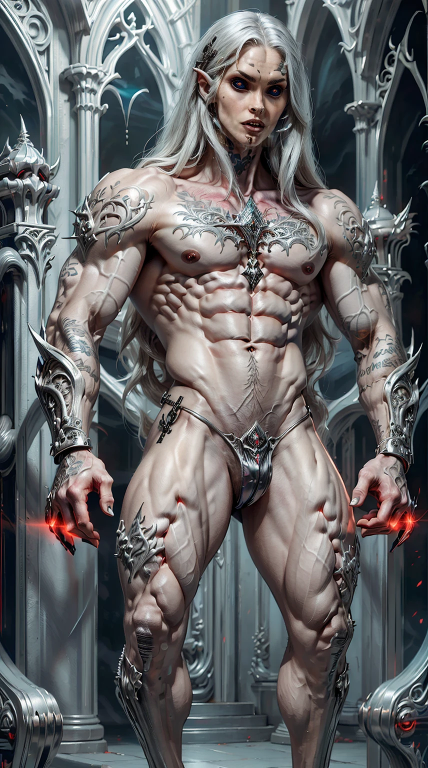 (megan fox:1.25), (muscular:1.5), (full body view:1.25), (masterpiece:1.1), (best quality:1.1), (ornate:1.1), (red and black coloring:1.26), BREAK, (horror:1.0), (esoteric:1.1), (solo:1.4), (dynamic angle:1.0), (cowboy shot:1.0), (woman:1.1),(very muscular bodybuilder girl:1.25), (huge upper body:1.25), (narrow hips:1.0), long hair, (gothic intricate vampiric armor:1.25), (gauntlets:1.0), (shoulder armor:1.1), ((tarot style frame:1.25)), (glowing red eyes:1.25), (huge muscular arms:1.5,), (10-pack abs:1.4), (lots of veins:1.25), thin legs, Realistic, Very detailed face and eyes, masterpiece, (beautiful girl face:1.25)