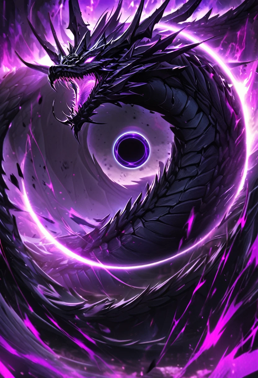 Big Dragon,black scalie,purple aura,Has the power of a black hole, pixiv artwork