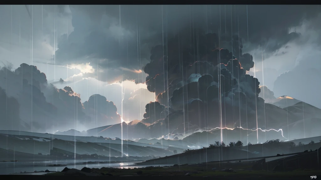 a lightning storm with heavy rain, dark cloudy sky, dramatic clouds, bolt of lightning, rain droplets, dynamic nature, cinematic atmosphere, chiaroscuro lighting, moody and foreboding, dark and stormy, (best quality,4k,8k,highres,masterpiece:1.2),ultra-detailed,(realistic,photorealistic,photo-realistic:1.37),cinematic composition,dramatic lighting,dynamic weather,rain effects,stormy landscape,atmospheric,dark and moody,chiaroscuro,dramatic sky,cinematic,natural environment
