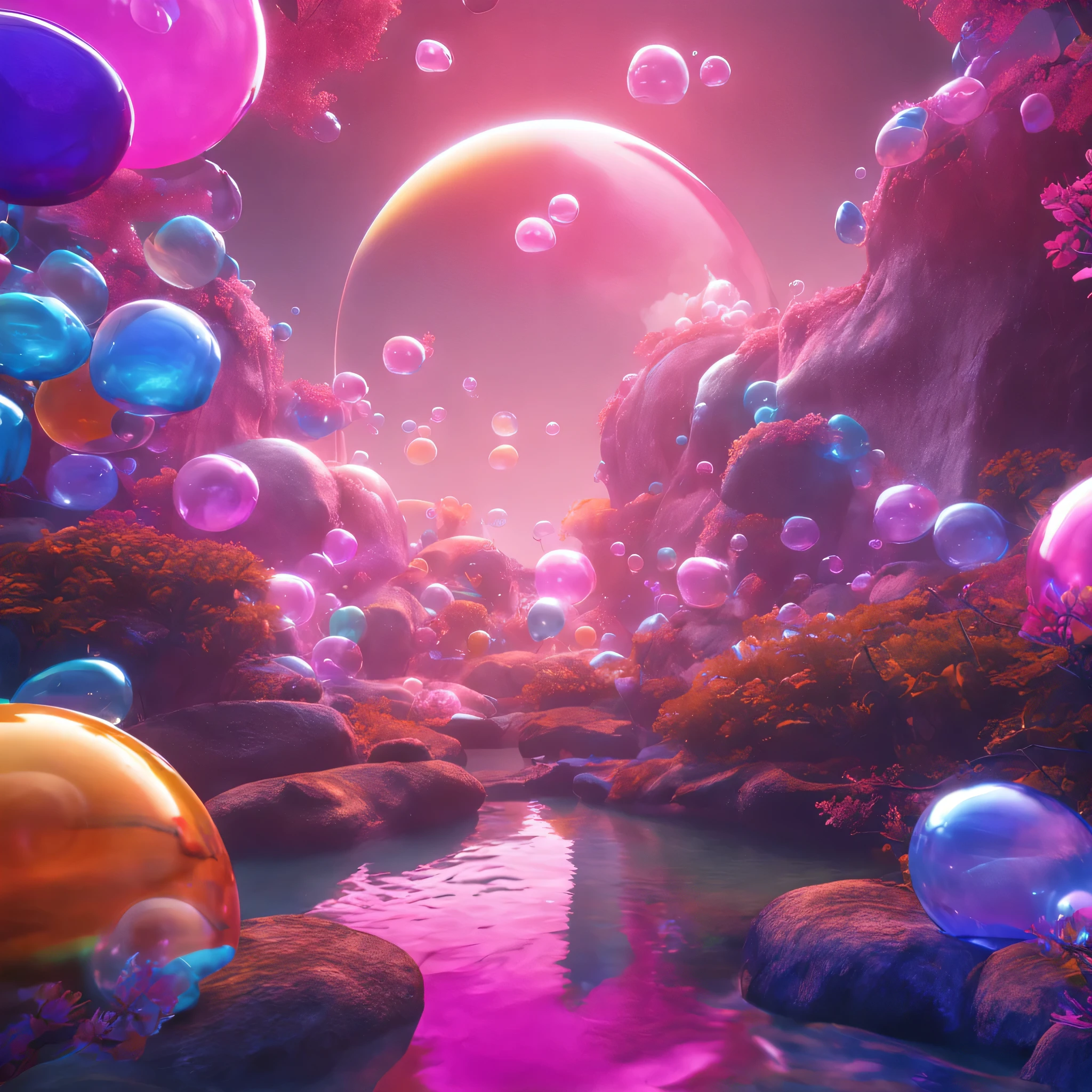 Bubble World、A sexy、Breasts are big、Colorful world、Fantastical、4K、The highest image quality、top-quality、masterpiece、超A high resolution