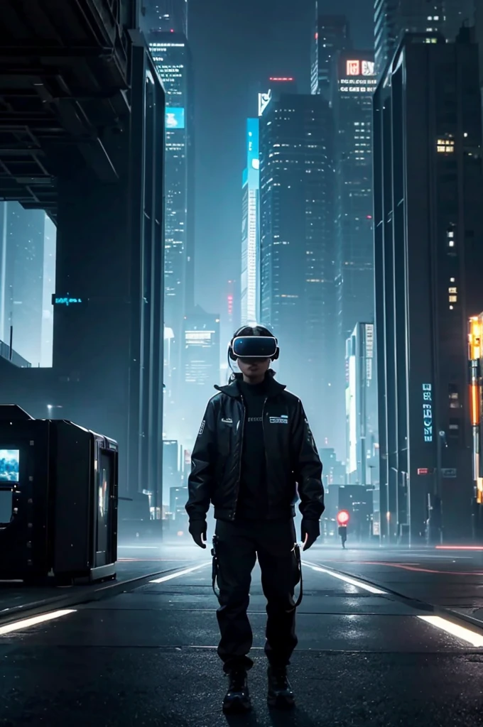 "Create an image depicting a futuristic city where virtual reality has become so advanced that it is indistinguishable from physical reality. Show people engaging in various activities, such as working, socializing, and exploring, all within the virtual environment, with high-tech VR gear seamlessly integrated into their clothing and surroundings."