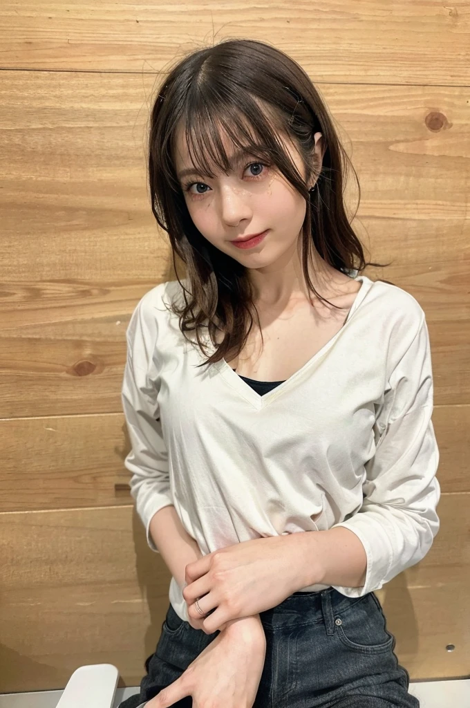 (((masterpiece、Highest quality、Very detailed、Artistic lighting balance that brings out the best in your model、Perfect Anatomy)))、(Surreal)、(Upper Body:1.5、high school girl、Great balance of facial placement)、(Highly detailed CG illustrations)、(Very delicate and beautiful)、Realistic quality、Realistic atmosphere、Realistic human texture、Realistic human touch、Realistic facial muscles、realism、Absolute rules、最高masterpieceのバランス、The most beautiful composition of a woman、Realistic creation and expression、