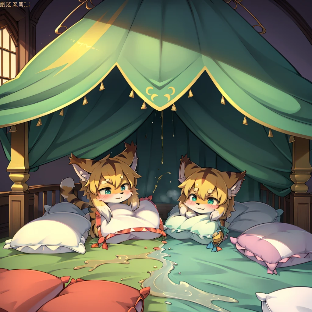 (masterpiece,best quality),my own, The Beast, , (适合任何Pillow背景的光影)), 穿着pajamas可爱女孩在Pillow上摆姿势 ,pajamas,,(很多Pillow),Soft cushion,,,(Pillow损坏),很多Pillow,(Crotch rubbing),((Pillow驼峰)),(Pillow),(A tail),,(充满细节的Pillow),(Love around the protagonist),Steam,,(Pillow),(palace),(Palace bedroom),(Pillow),柔软的Pillow,,(Classical European style bedroom ),(excited,shy person,Lack of expressiveness,),,pillow humping,my,tiger tail,tiger ears,Tiger pattern,,Sweat,,Sweaty,(Body swing,身体Shaking lines,Shaking lines),best quality, masterpiece, ((Maximum resolution)), artwork, ,,,(Interior of the palace),,(Deluxe Rococo Canopy King Bed),On a big and spacious bed,(the 女孩 is lying on the bed),,,,Luxurious curtains with ornate ruffles and ribbons surround the bed,((((There are many pillows piled on the bed)))),Detail of Quilt,Detailed bed sheets,Ruffled Bed Skirt,Deep Bed,Background with depth,((详细的Pillow)), ((((大量的Pillow)))),peeing,squatting,water,Urine,Shaking lines,wetting pillows,Flowing liquid,Violent body shaking,剧烈Shaking lines,详细的软Pillow,,((女孩正躺在许多柔软的Pillow上,周围有许多Pillow)),Splashed liquid,Pillow和床上有水迹,Lots of urine,Lots of liquids,Urine everywhere,大量Sweaty