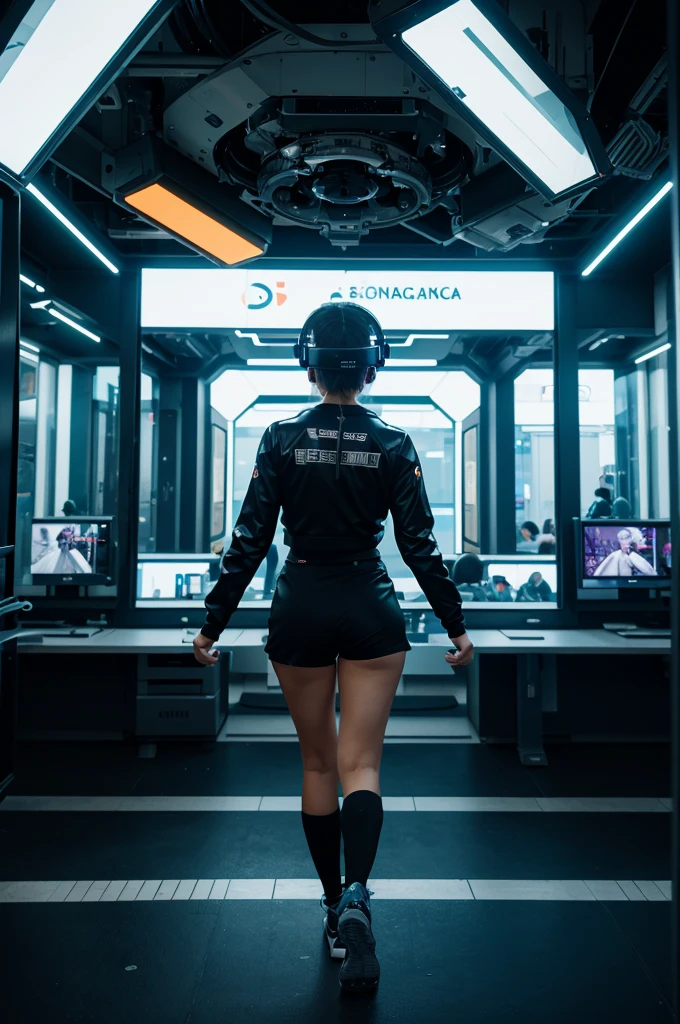 "Create an image depicting a futuristic city where virtual reality has become so advanced that it is indistinguishable from physical reality. Show people engaging in various activities, such as working, socializing, and exploring, all within the virtual environment, with high-tech VR gear seamlessly integrated into their clothing and surroundings."