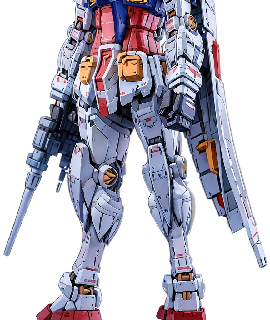 Gundam Design、Female body type、Simple white background、Model standing、high resolution、Masterpiece、Upper Body。