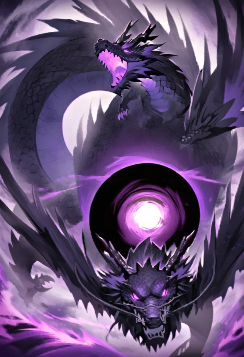  Dragon,black scalie,purple aura,Has the power of a black hole, skeb artwork