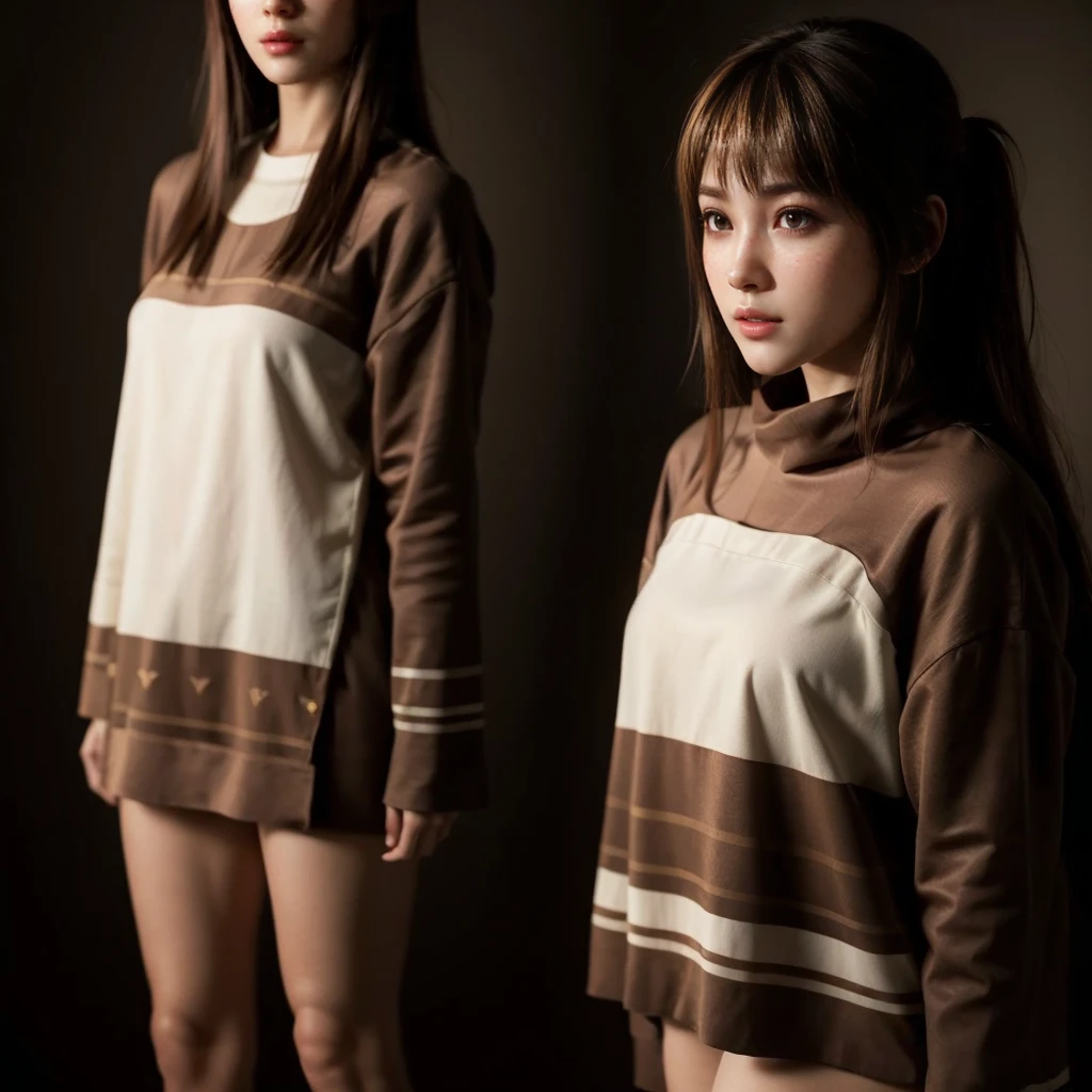 Kasumi, brown eyes, (best quality, ultra-detailed), (realistic:1.37), beautiful and detailed face, ultra-realistic texture, delicate face, delicate body, red lipstick, bright colors. High definition, 8K.
