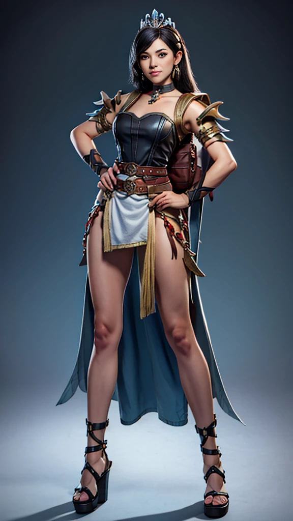 full body, whole body. 1solo (girl). slave fighter, loincloth standing, hands on hips full body, whole body. 1solo (girl). slave fighter, loincloth standing, hands on hips, metal sandals, backpack, choker, big belt, view from below, feet together, bracers, tiara
