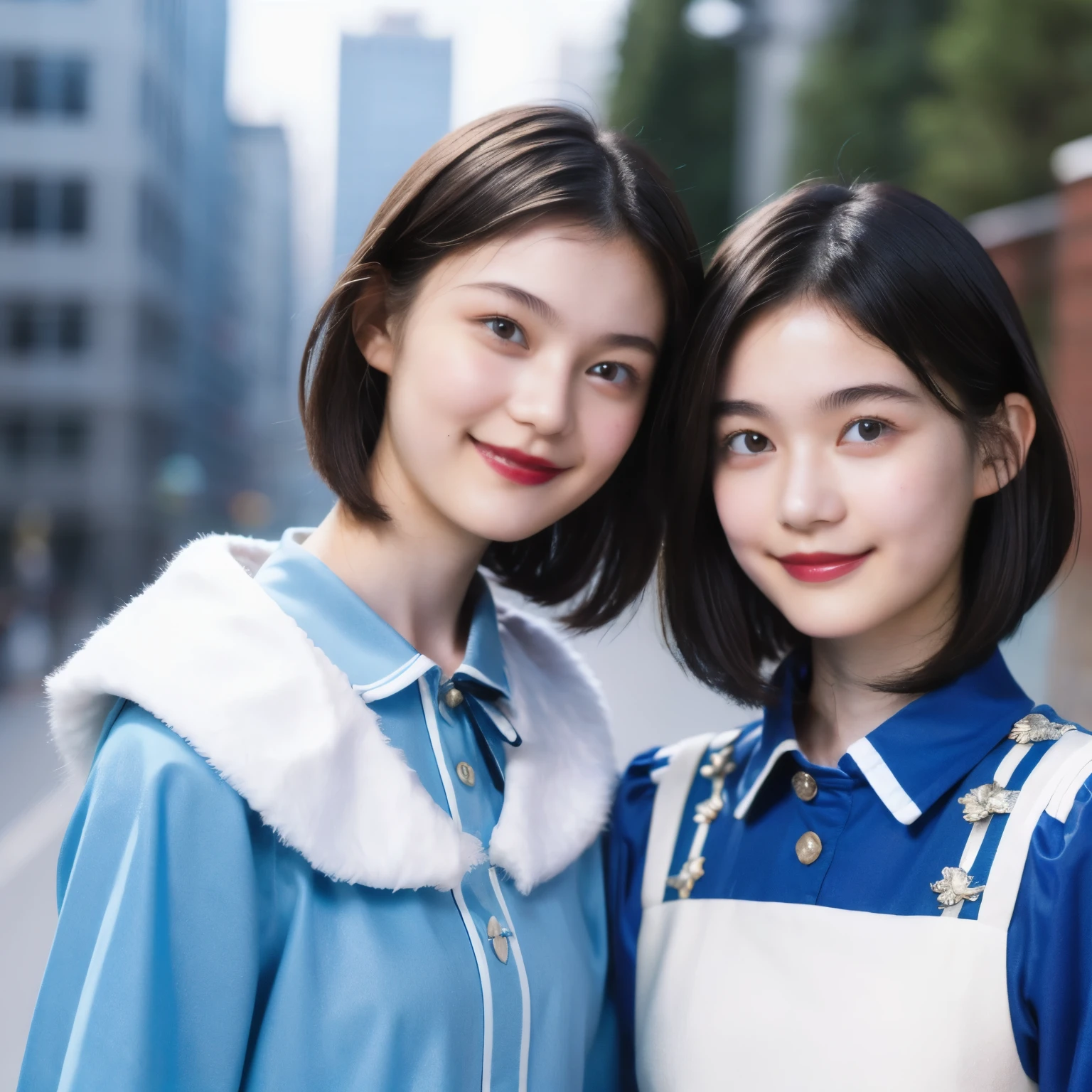 248 (An 18-year-old female and an 18-year-old male), (short hair),kind, lipstick, Finnish national costume, smile