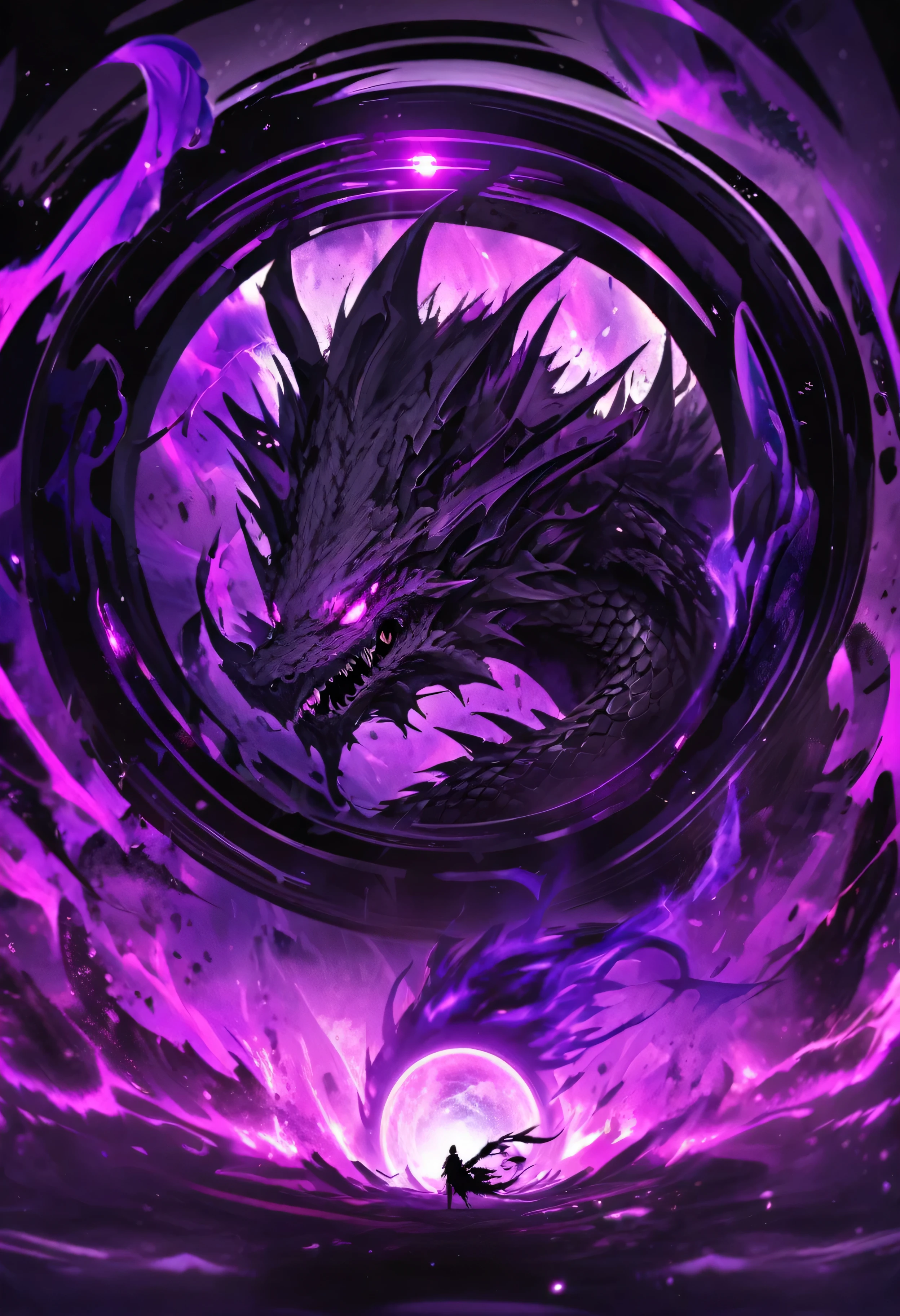  Dragon,black scalie,purple aura,Has the power of a black hole, pixiv artwork